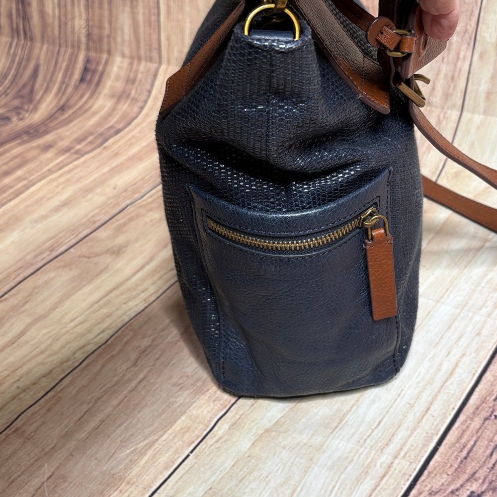 FOSSIL Emerson Blue Satchel Bag Shoulder Crossbody - Picture 4 of 16
